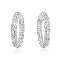 rent diamond pave hoop earrings