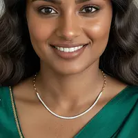 Yellow Gold Paperclip Diamond Tennis Necklace