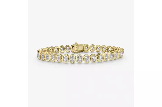 Oval Shaped Bezel Set Eco Diamonds Tennis Bracelet