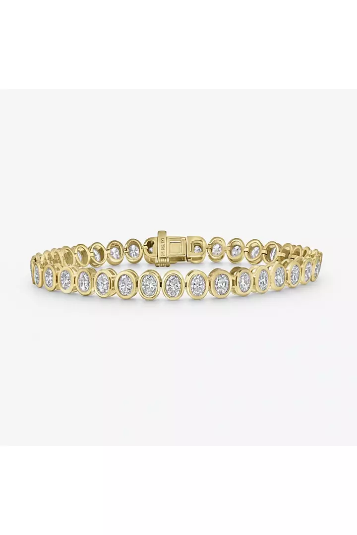 Oval Shaped Bezel Set Eco Diamonds Tennis Bracelet