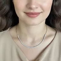 Yellow Gold Paperclip Diamond Tennis Necklace