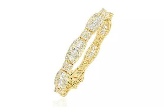 yellow gold diamond baguette tennis bracelet for rent