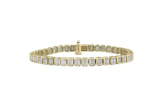 Rent Yellow Gold Eco Diamond Emerald Bracelet