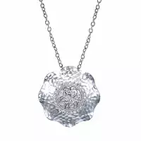 silver and diamond circle pendant for rent