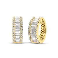 rent diamond hoop earrings in yellow gold for wedding day