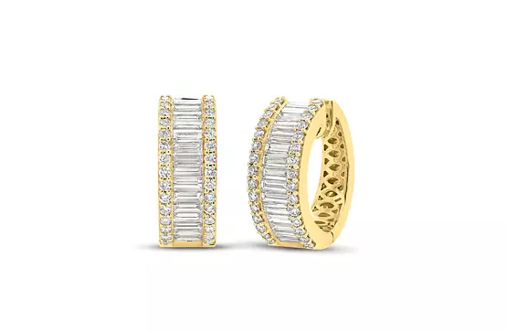 rent diamond hoop earrings in yellow gold for wedding day