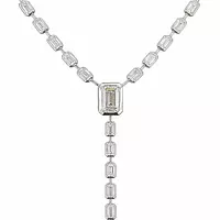 lariat diamond tennis necklace with emerald shaped diamonds for rent