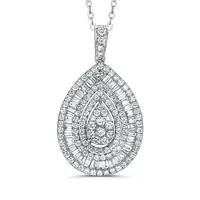 Baguette Teardrop Diamond Pendant Necklace for rent for bridal events or weddings