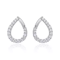 white gold diamond fashion drop hoop earrings for wedding