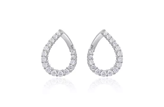 white gold diamond fashion drop hoop earrings for wedding