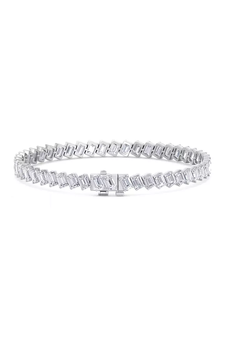 Rent diamond bracelet with sideways baguette diamonds