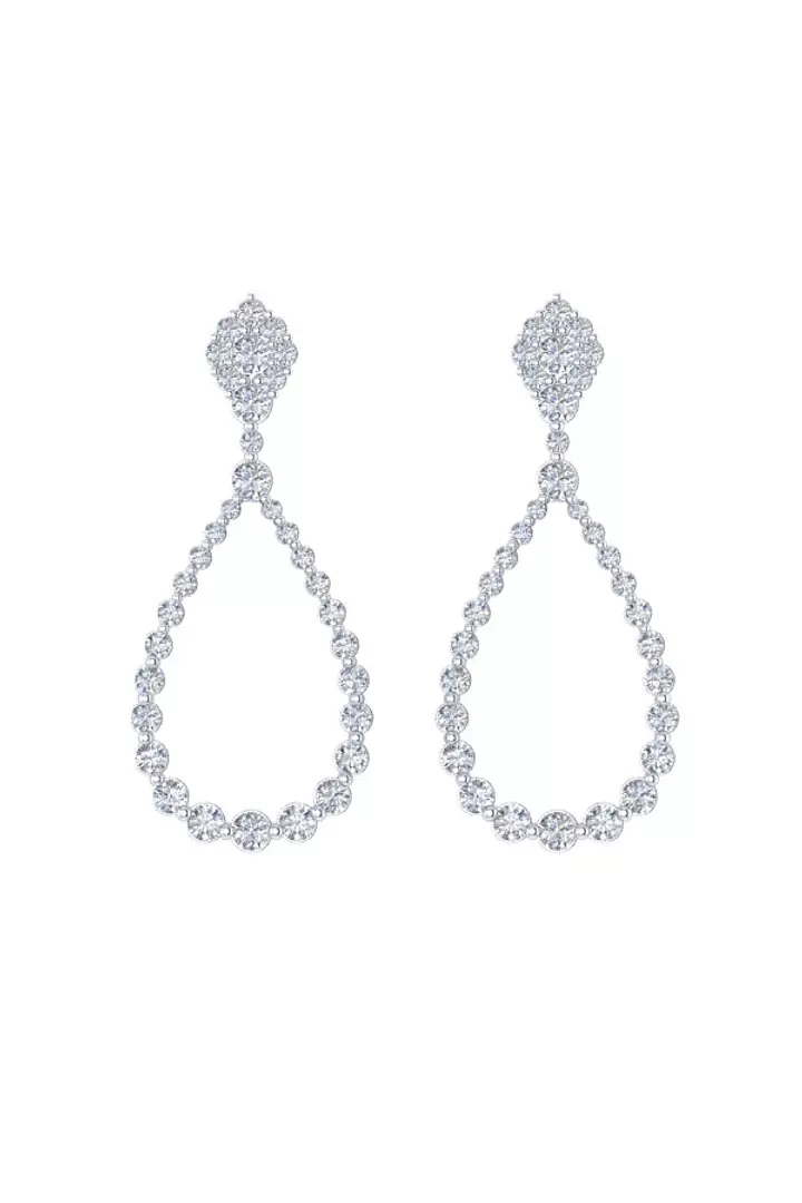 teardrop diamond cluster top earrings for rent