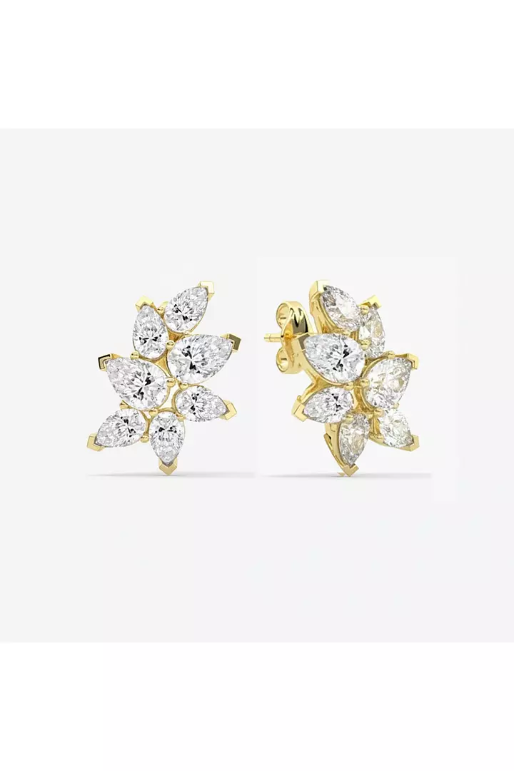 Evelisse Pear Shape Eco Diamonds Cluster Earrings