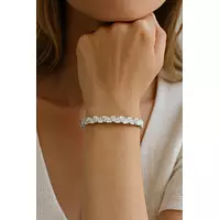 trillion shaped diamond tennis bracelet on a model for rent