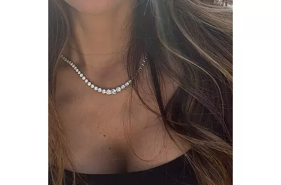 diamond necklace on model