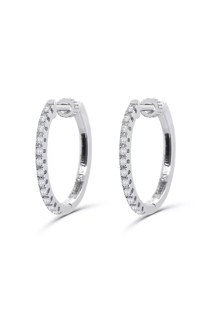 sterling silver diamond hoop earrings for women