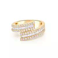 rent diamond cocktail ring in yellow gold with baguette white diamonds