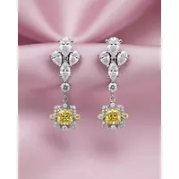 Vivienne Yellow Eco Diamonds and White Eco Diamonds Drop Earrings