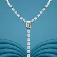rent diamond y shaped lariat necklace with emerald shaped bezel set diamonds