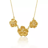 Rent designer diamond necklace with yellow gold flowers