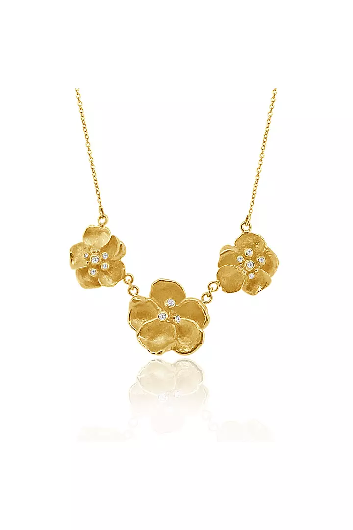 Rent designer diamond necklace with yellow gold flowers