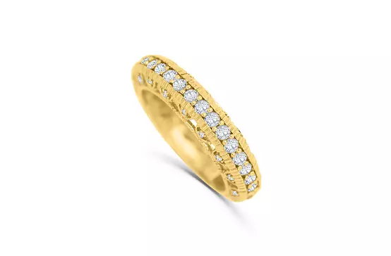 designer diamond and yellow gold ring for rent