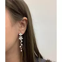  On Model Diamond Flower Baguettes Drop Earrings for Rent