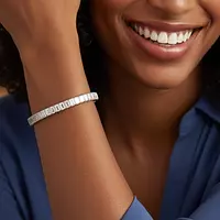 Emerald Shaped Diamond Tennis Bracelet