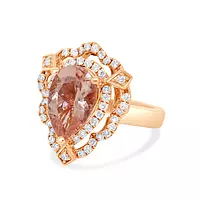 rent rose gold morganite and diamonds ring for wedding day