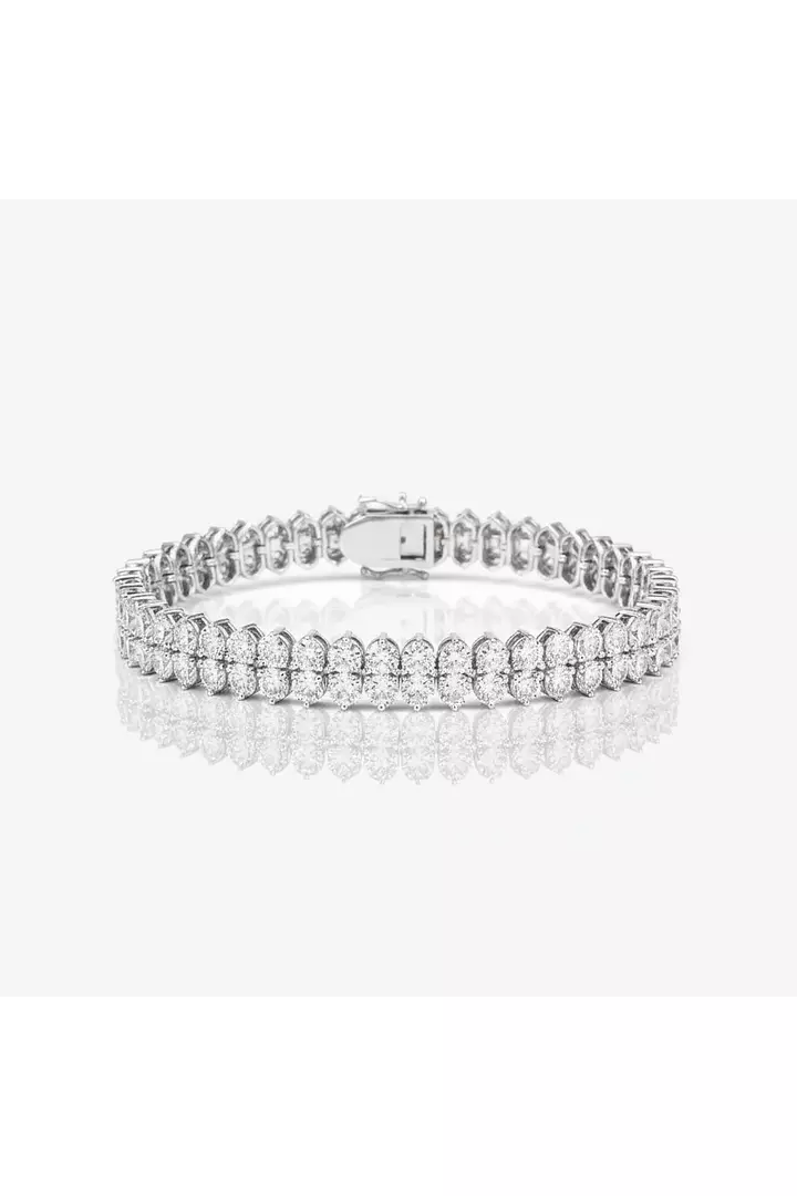 Rent Double row eco diamonds graduated drop earrings