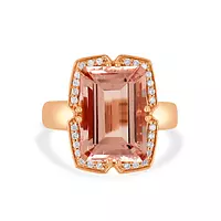 MOrganite and Diamonds Ring in rose gold