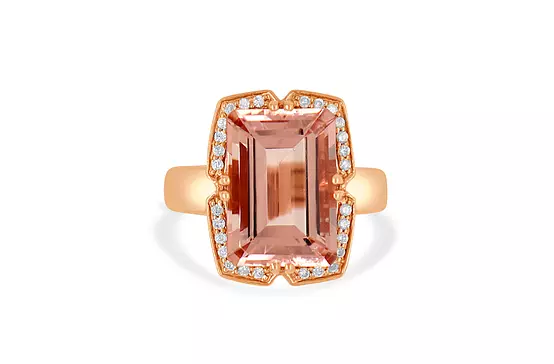 MOrganite and Diamonds Ring in rose gold