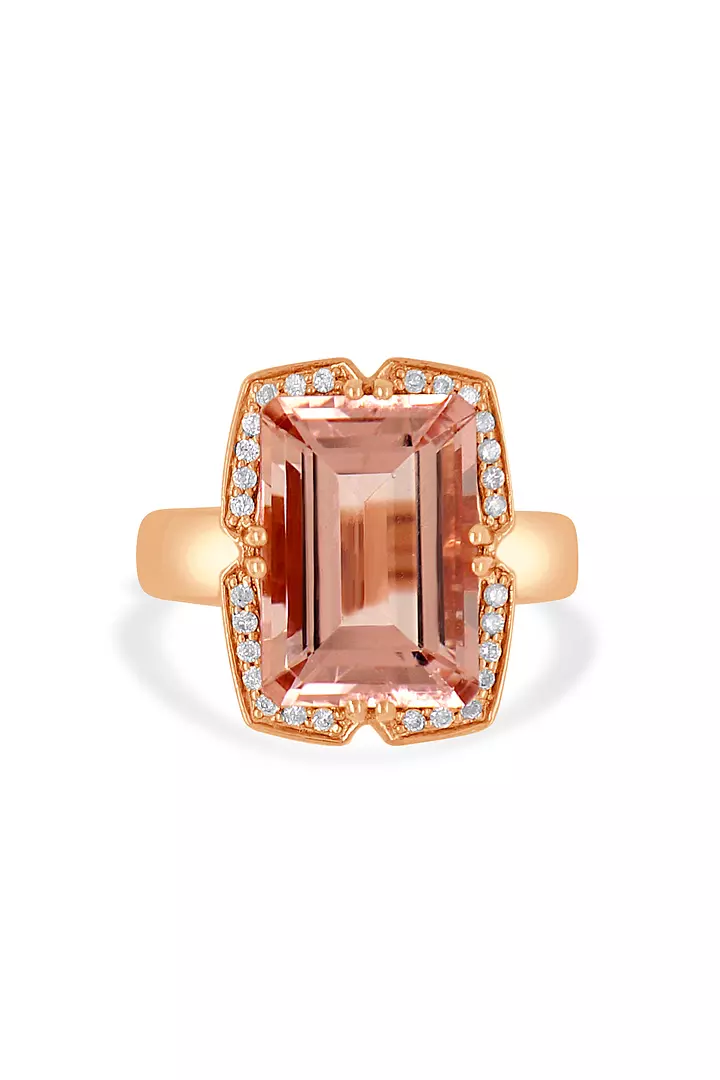 MOrganite and Diamonds Ring in rose gold
