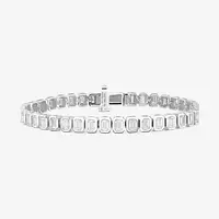 Rent Bezel Set Emerald Shaped White Gold Eco Diamonds Tennis Bracelet