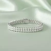 Double row eco diamonds graduated drop earrings Rent