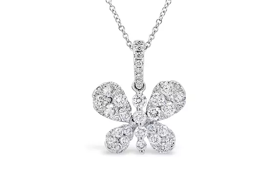 borrow diamond butterfly pendant necklace for women