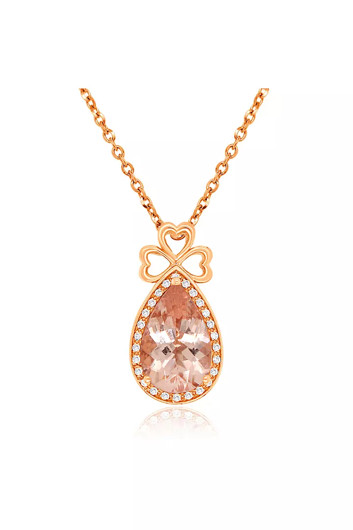 rent pink blush teardrop morganite and diamonds necklace