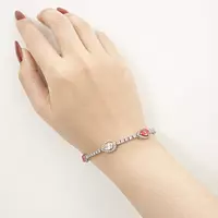 pink and white diamonds pear shaped tennis bracelet for rent