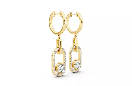 Rent Pave Eco Diamonds Dangle Paperclip Drop Earrings