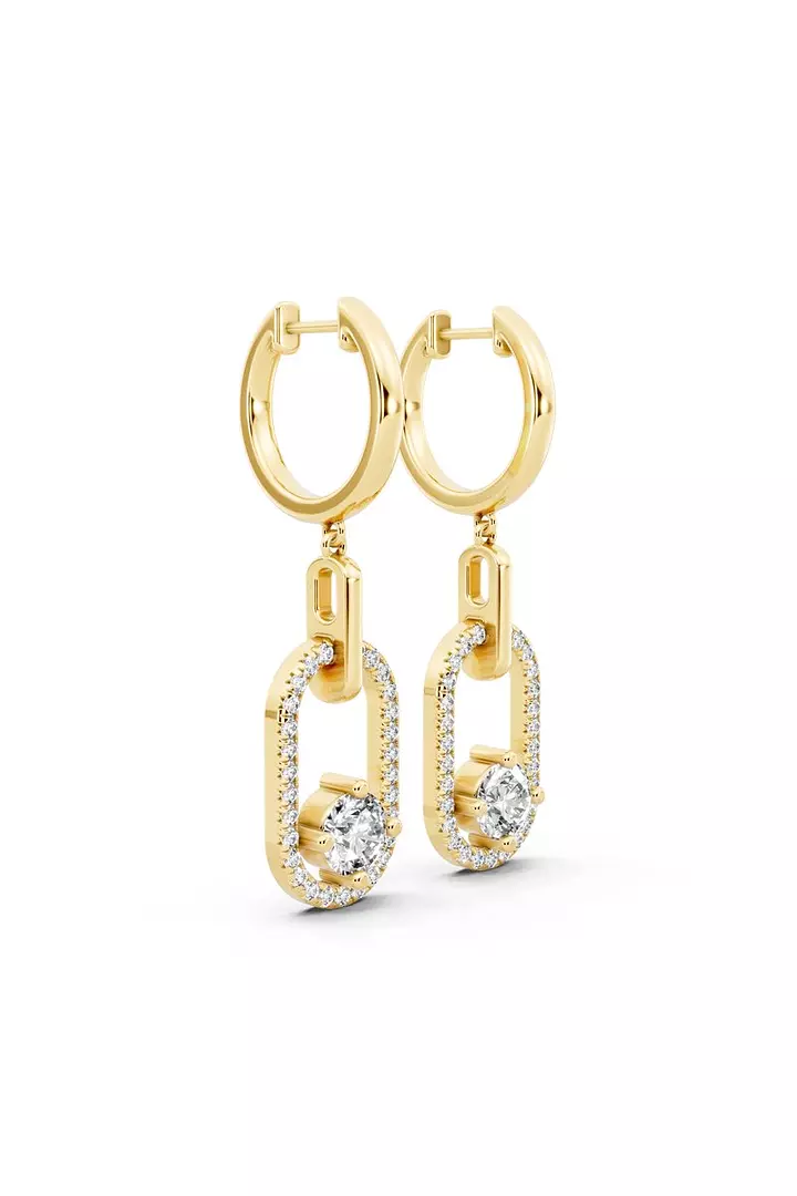 Rent Pave Eco Diamonds Dangle Paperclip Drop Earrings