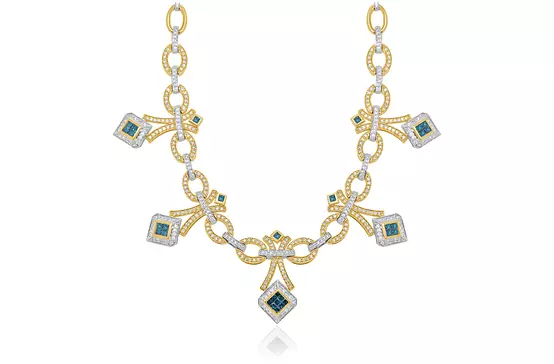 blue and white diamond necklace luxury for rent for wedding day and bridal rentals