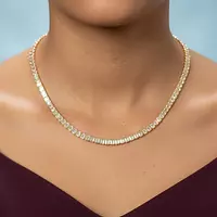 emerald tennis necklace on a model for rent