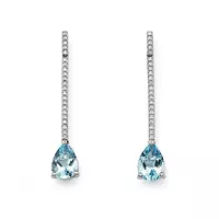 rent diamonds and aquamarine drop stick earrings for something borrowed