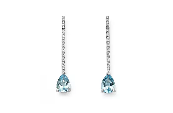 rent diamonds and aquamarine drop stick earrings for something borrowed