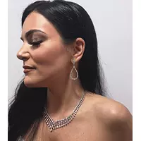 diamond cluster pear shaped drop earring