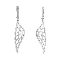 wing shaped diamond drop earrings in white gold available for rent