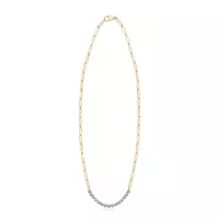 A view of the Paper Clip Chain with Eco Diamonds necklace showing the entire length
