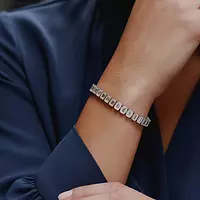 Emerald Shaped White Gold Eco Diamonds Tennis Bracelet Rent