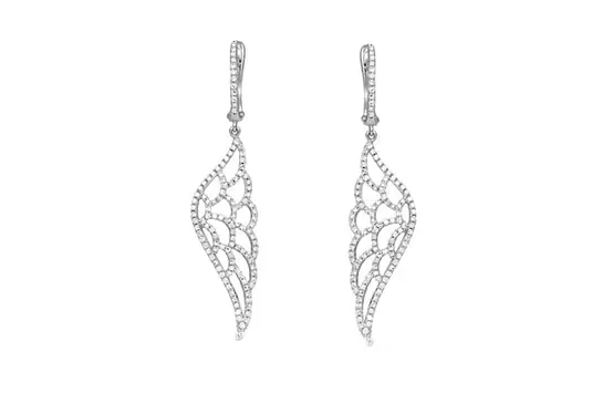 wing earrings with diamonds for bridal rentals