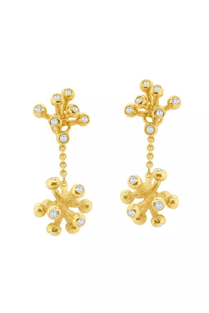 gold and diamond drop earrings for women on rent